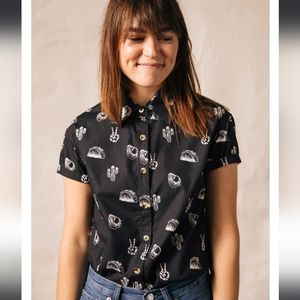 Pyknic Black button-up No Problemo shirt